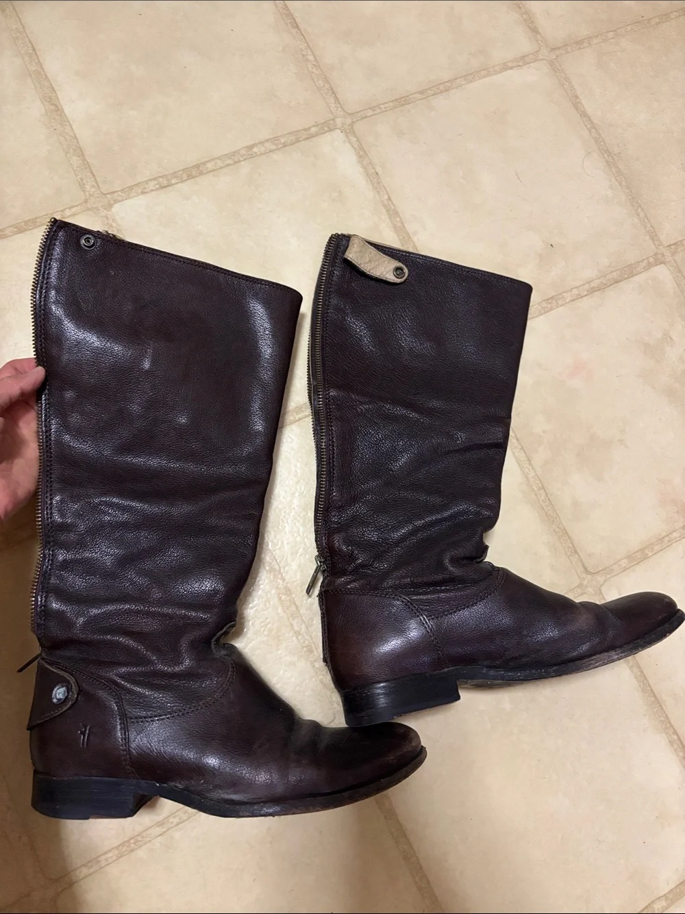 Frye Dark Brown Over-the-Knee Leather Riding Boots